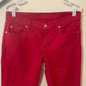 Red skinny leg jeans 7 For all Mankind